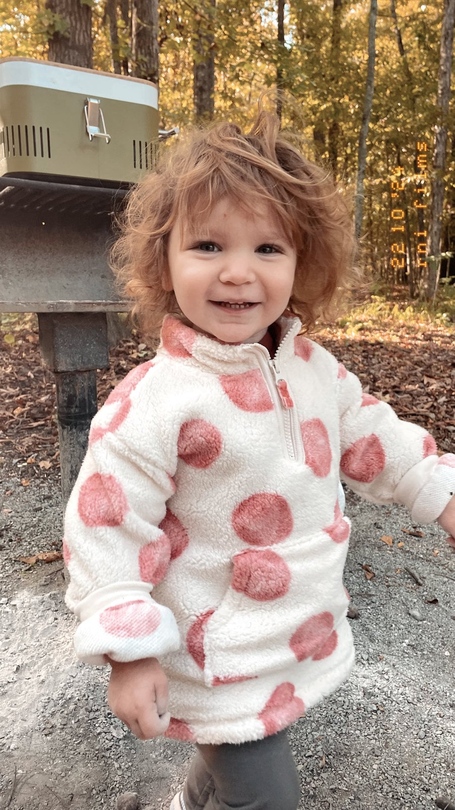 Eva enjoys some camping fun